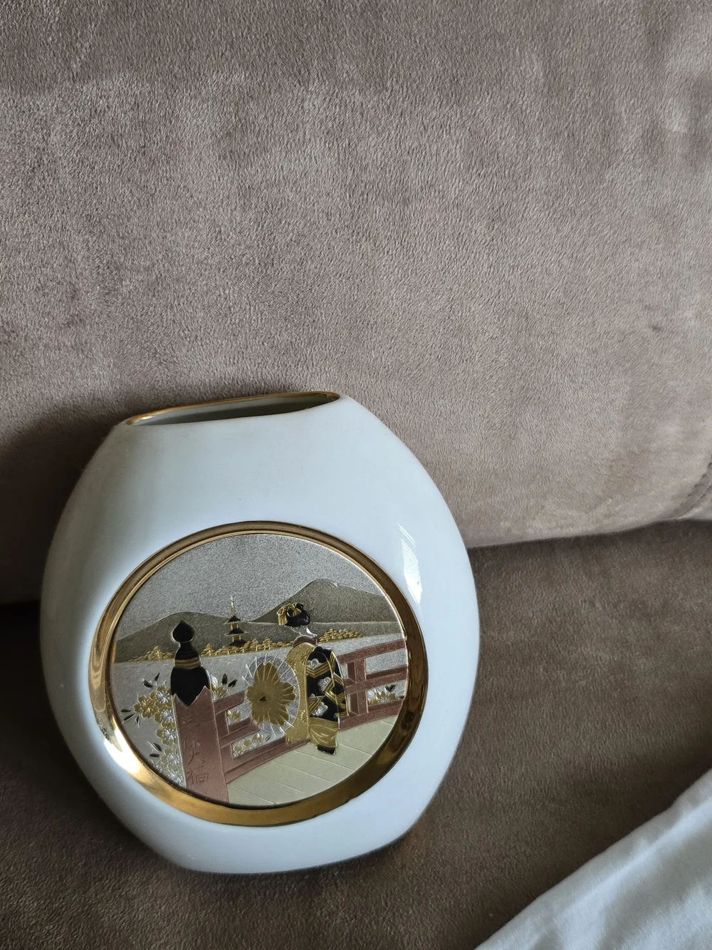 Hand-Painted Asian Figurine and Decorative Vases - White and Black Accents